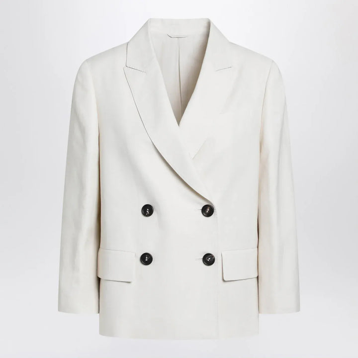 Brunello Cucinelli - Ivory fluid twill jacket in viscose and linen Brand Coats &amp; Jackets 40  IT