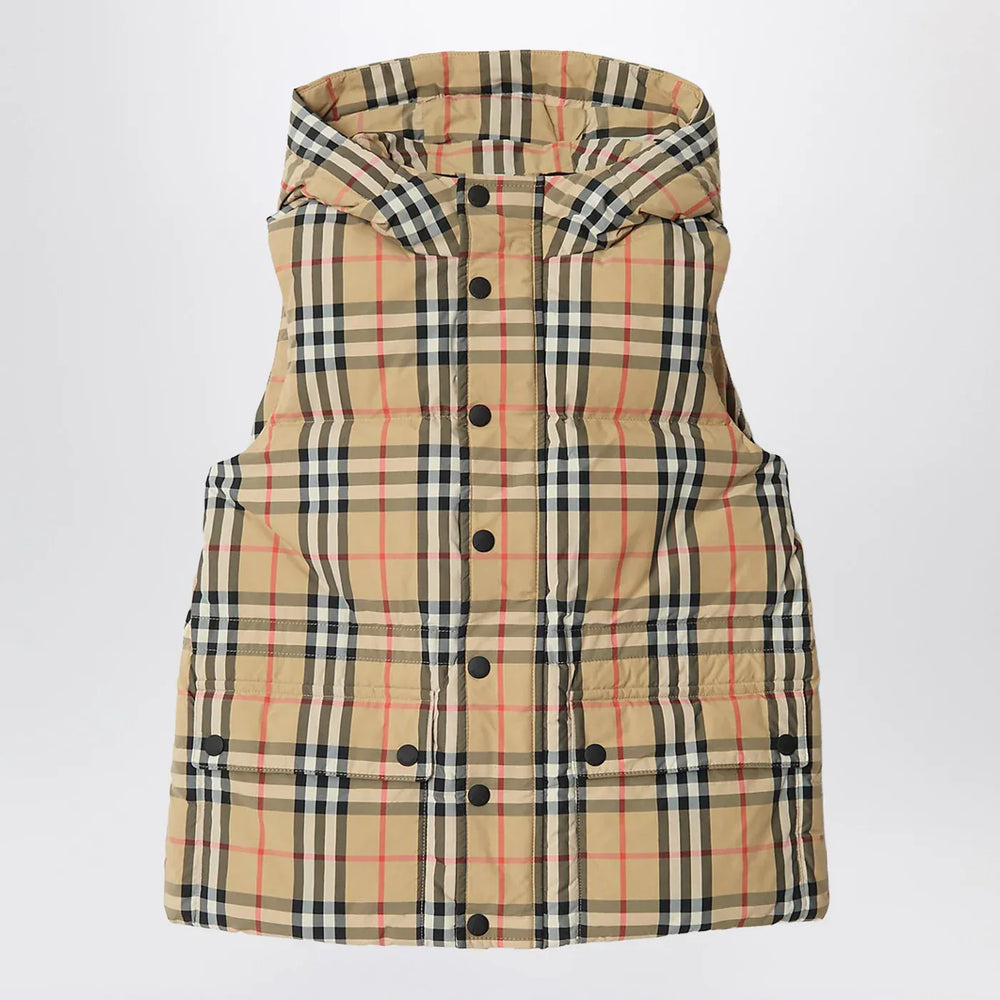 Burberry - Nylon sleeveless down jacket with Check motif Brand Coats & Jackets 10