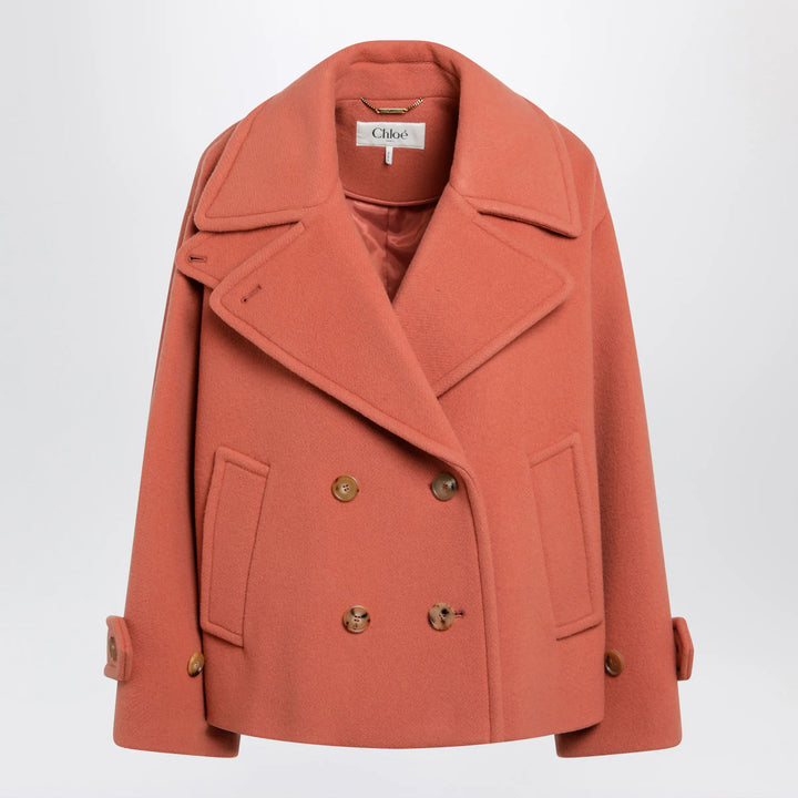 Chloé - Cedar pink double-breasted short wool coat Brand Coats &amp; Jackets 36  FR