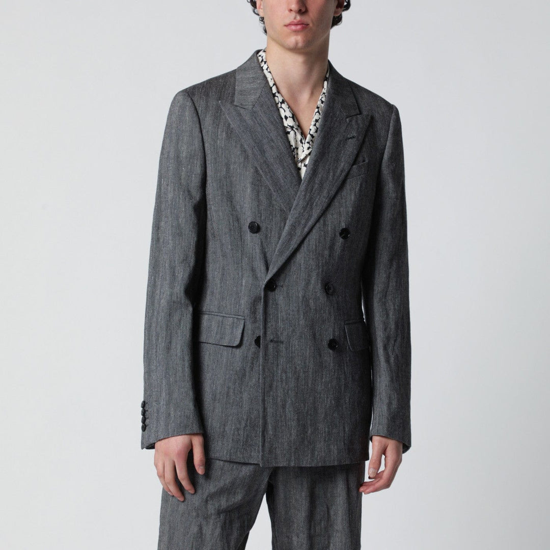 Coats & Jackets 50 IT Dries Van Noten - Black herringbone double-breasted jacket Brand