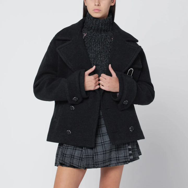 Durazzi Milano - Dark grey mélange wool coat Brand Coats &amp; Jackets 44  IT