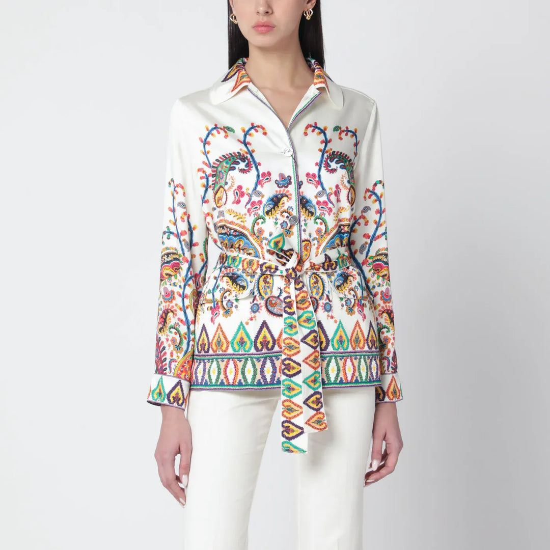 ETRO - Paisley-print belted shirt jacket Brand Coats &amp; Jackets 44  IT