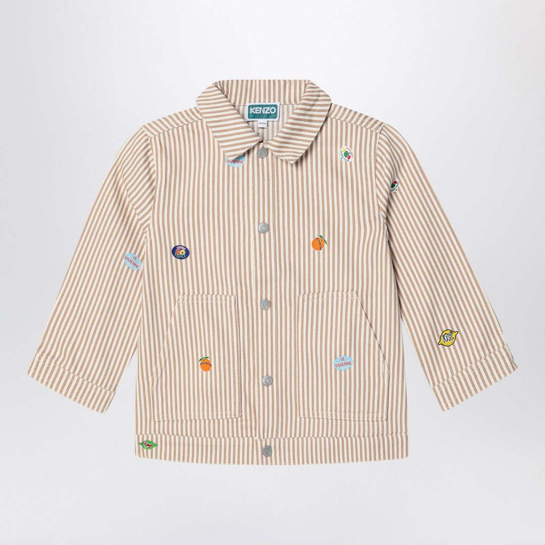 Coats &amp; Jackets 3 KENZO - White/sand striped denim jacket Brand