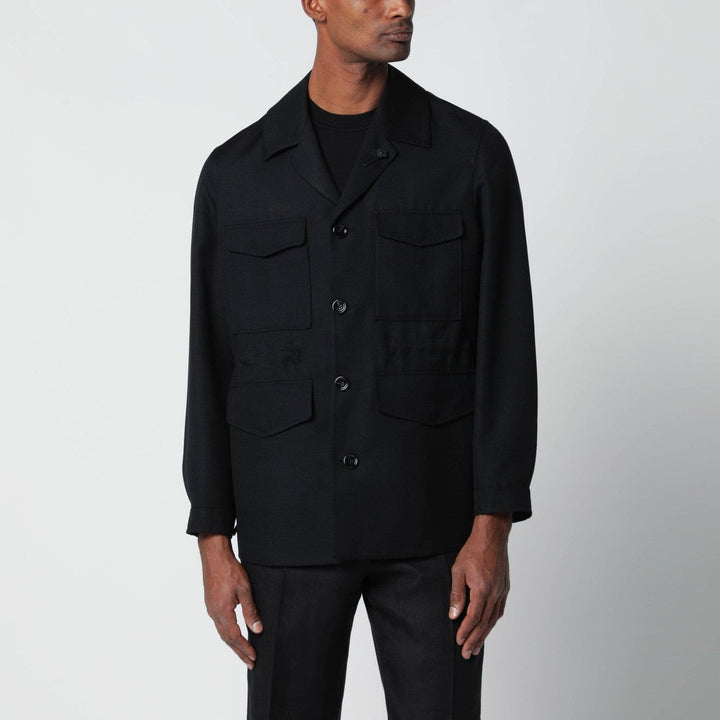Coats &amp; Jackets Lardini - Black viscose and silk-blend jacket Brand