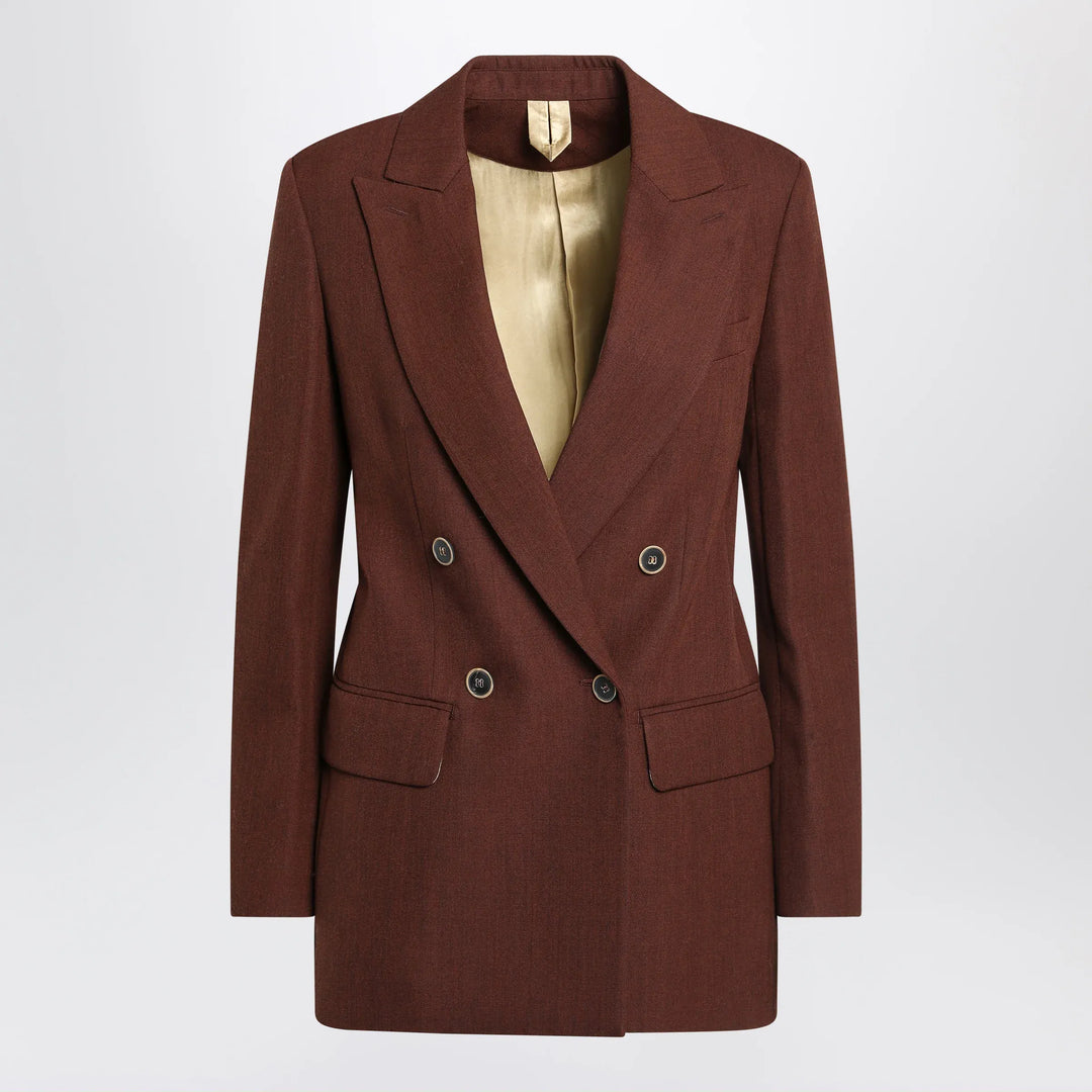 Max Mara - Earth-tone jacket in wool grain de poudre Brand Coats &amp; Jackets 38  IT