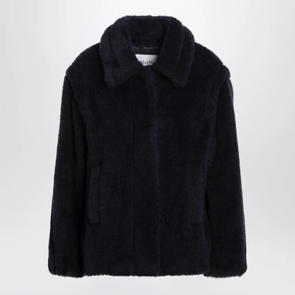 Max Mara - Navy faux-fur coat Brand Coats & Jackets 40  IT