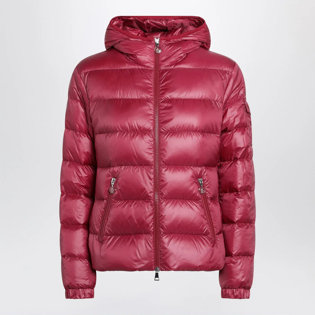 Moncler - Glesse short padded jacket with hood in red Brand Coats &amp; Jackets 1