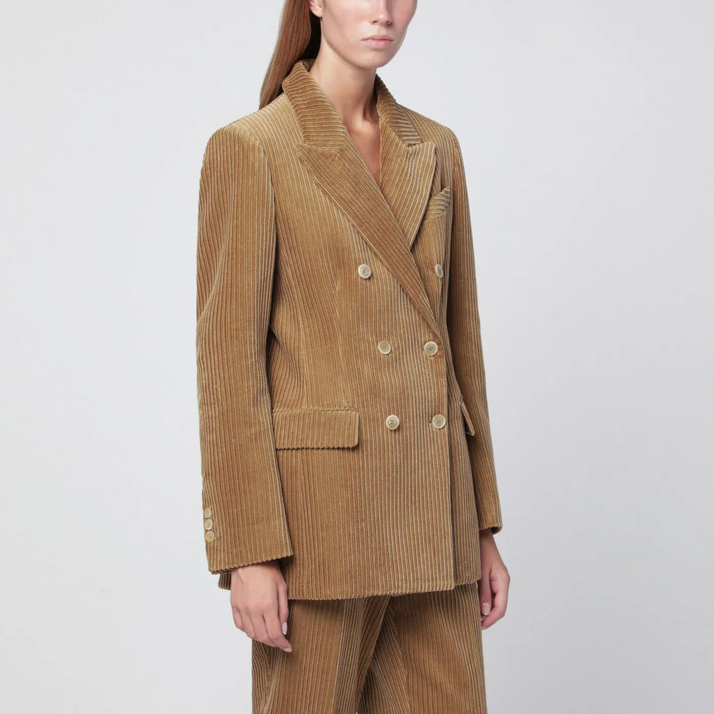 P.A.R.O.S.H. - Camel-coloured ribbed velvet jacket Brand Coats & Jackets L