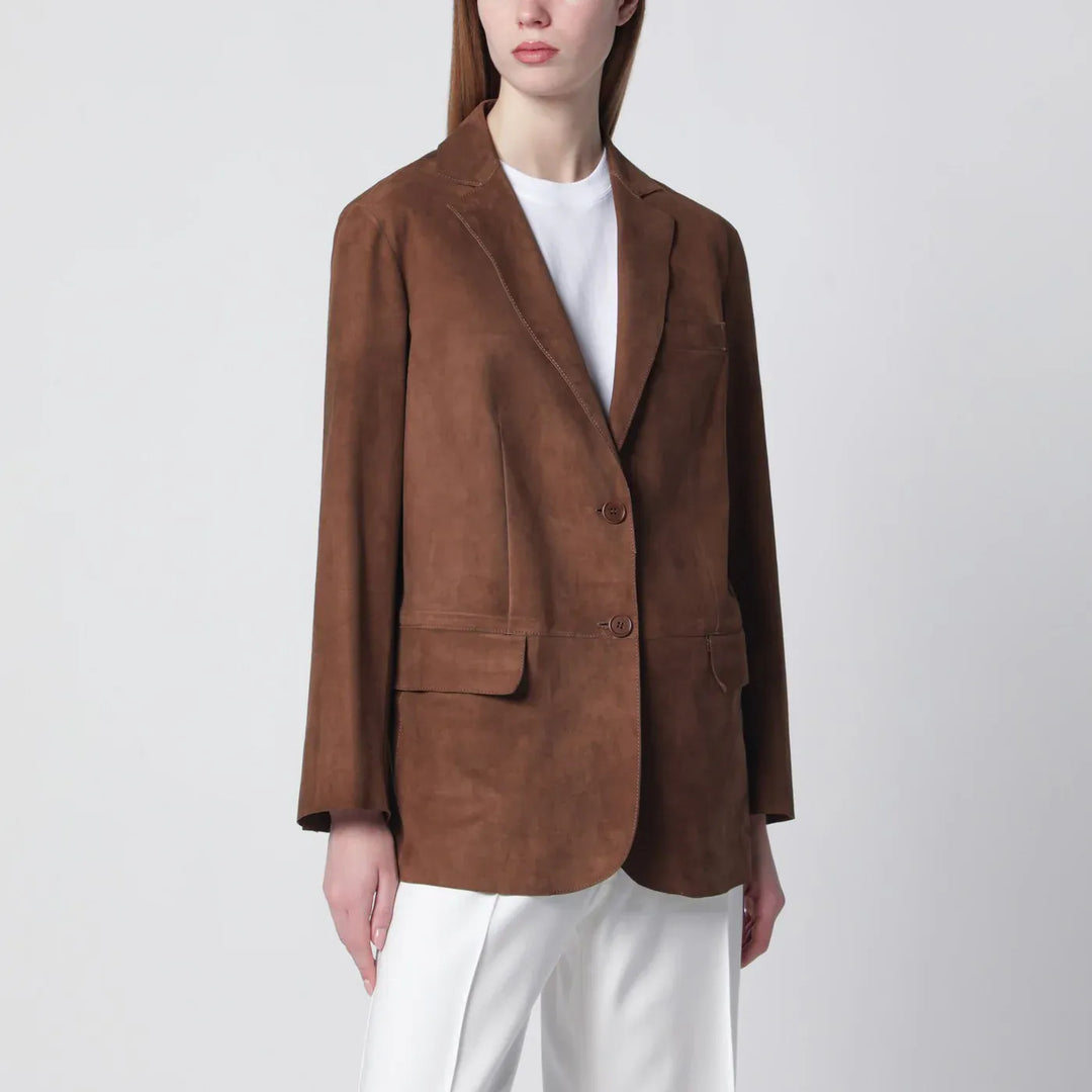 Salvatore Santoro - Brown suede single-breasted jacket Brand Coats &amp; Jackets 42  IT