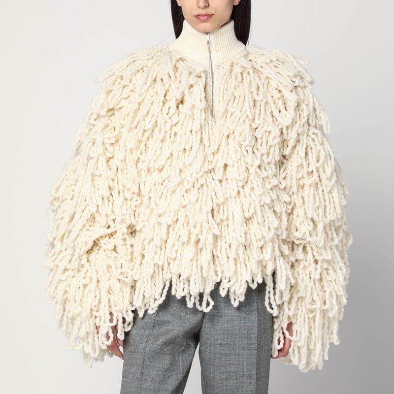 Coats &amp; Jackets Stella McCartney - White wool bomber jacket with fringes - S Brand