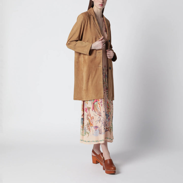 Sword 6644 - Brown long suede leather jacket Brand Coats &amp; Jackets 40  IT