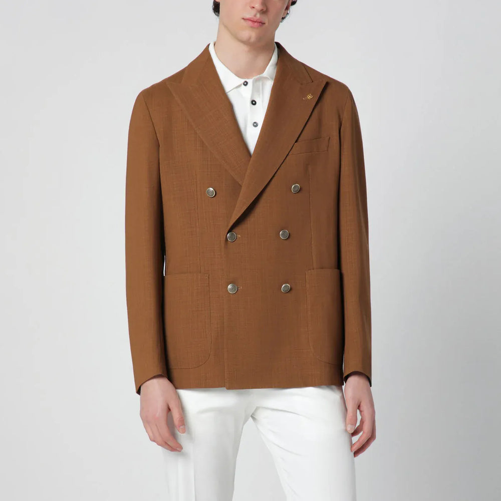 Tagliatore - Caramel double-breasted wool jacket Brand Coats & Jackets 48 IT