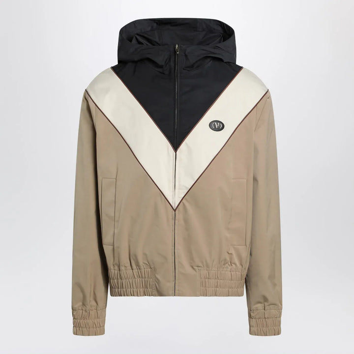 Valentino - Black butter and camel jacket with Vlogo patch Brand Coats &amp; Jackets 48 IT