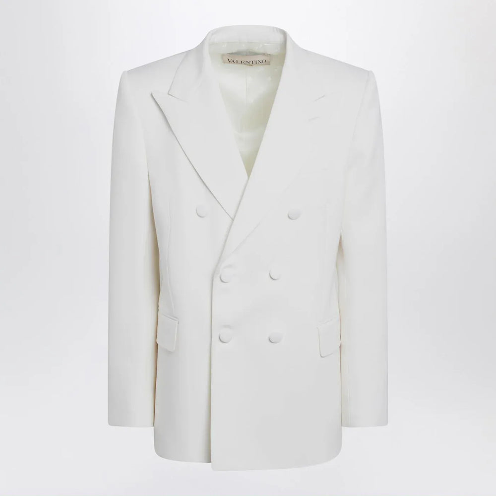 Valentino - Milk-colored double-breasted jacket in wool Brand Coats & Jackets 50 IT