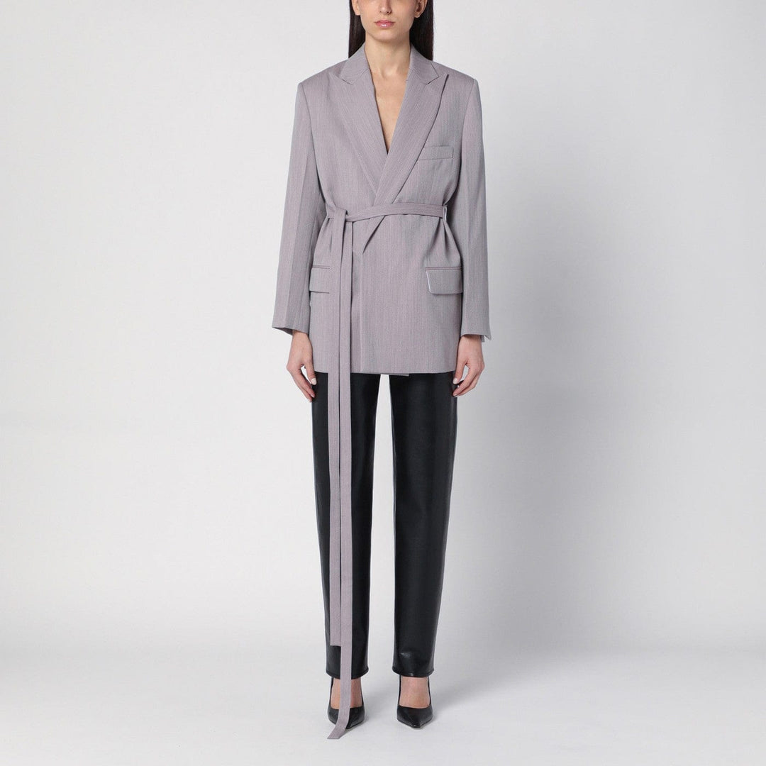 Coats &amp; Jackets 12 UK Victoria Beckham - Light grey wool jacket with belt Brand