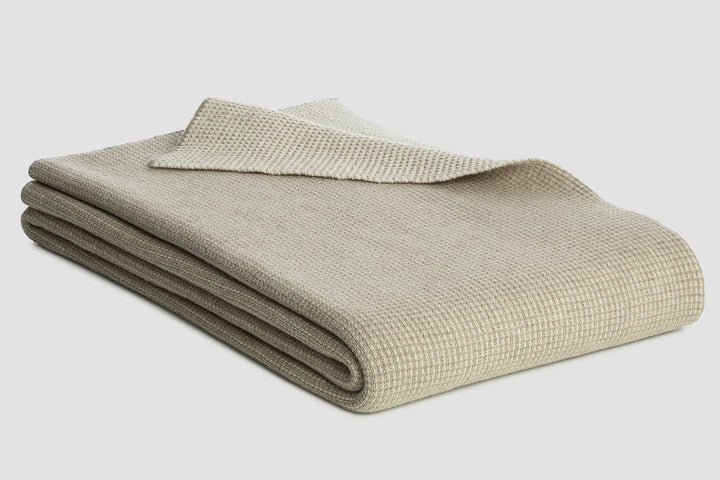 Bemboka Cotton Throws Wheat/Sand Bemboka Reversible Box Knitted Weight Throws Bemboka Reversible Box Knitted Weight Throws I Luxury Comfort Bedding  Brand