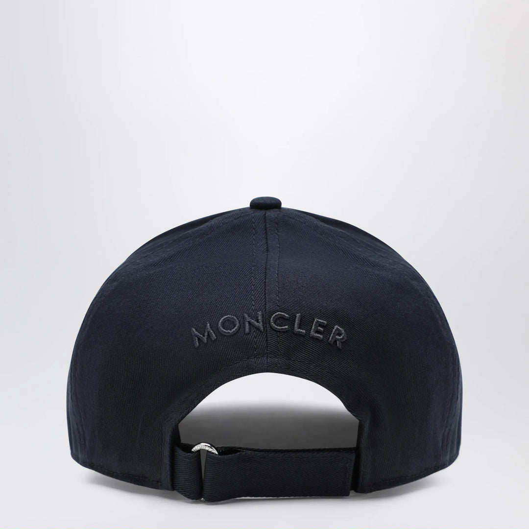 Moncler - Baseball cap with front patch in cotton blue Brand Hats U