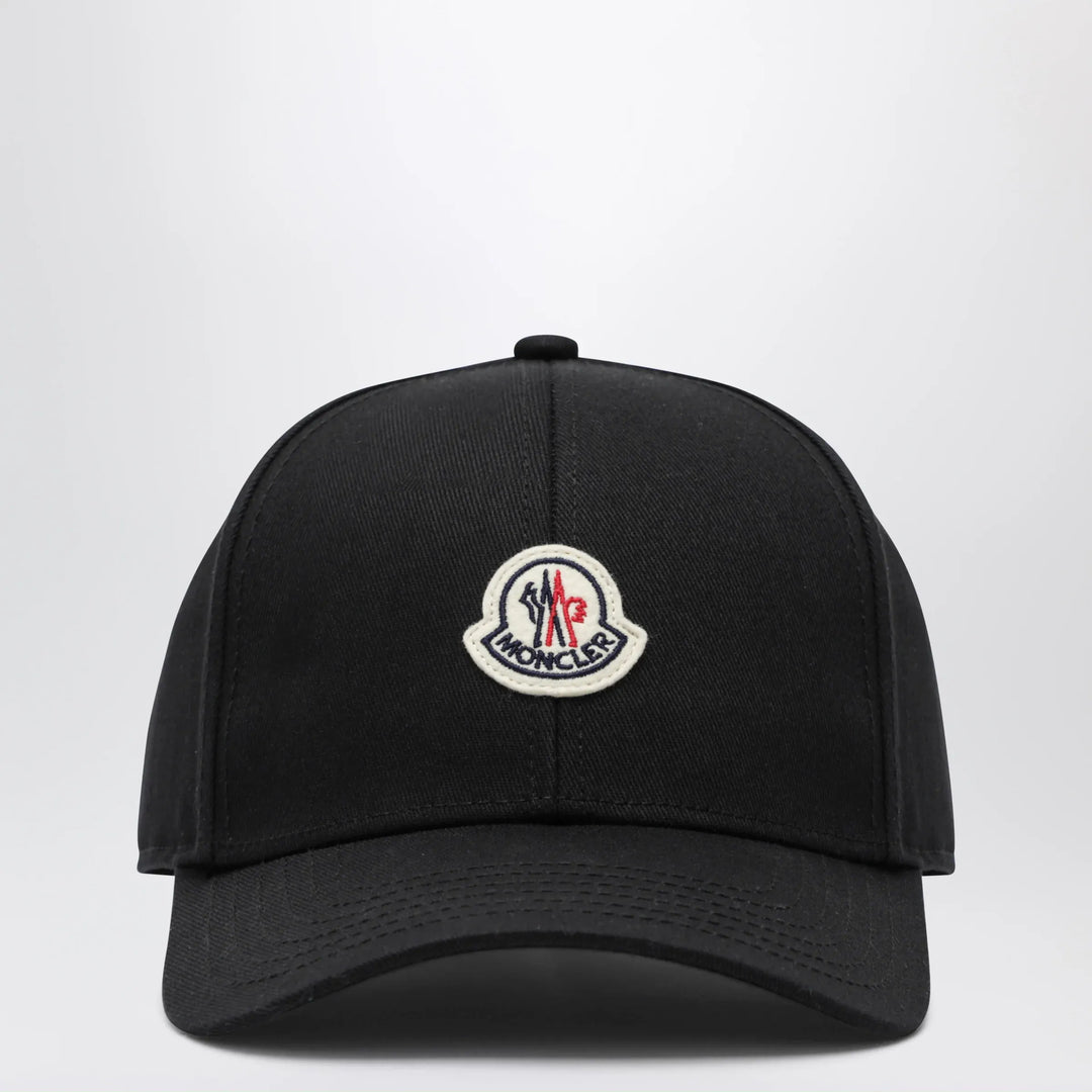 Moncler - Black cotton baseball cap with patch Brand Hats U
