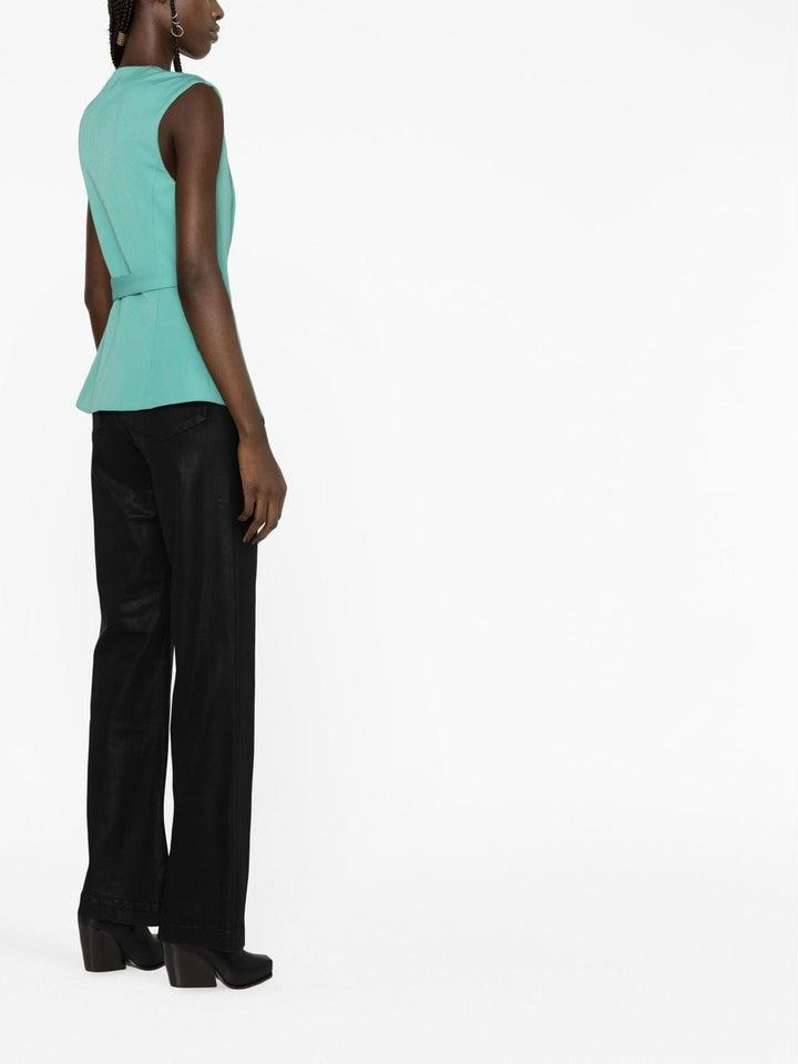 Balmain Jackets 36 Balmain Sleeveless Jacket Balmain Green Belted-Waist Sleeveless Jacket Brand