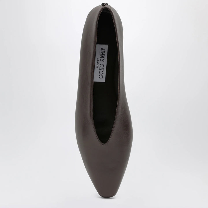 Jimmy Choo - Chocolate Leather Margot Ballet Flats Brand