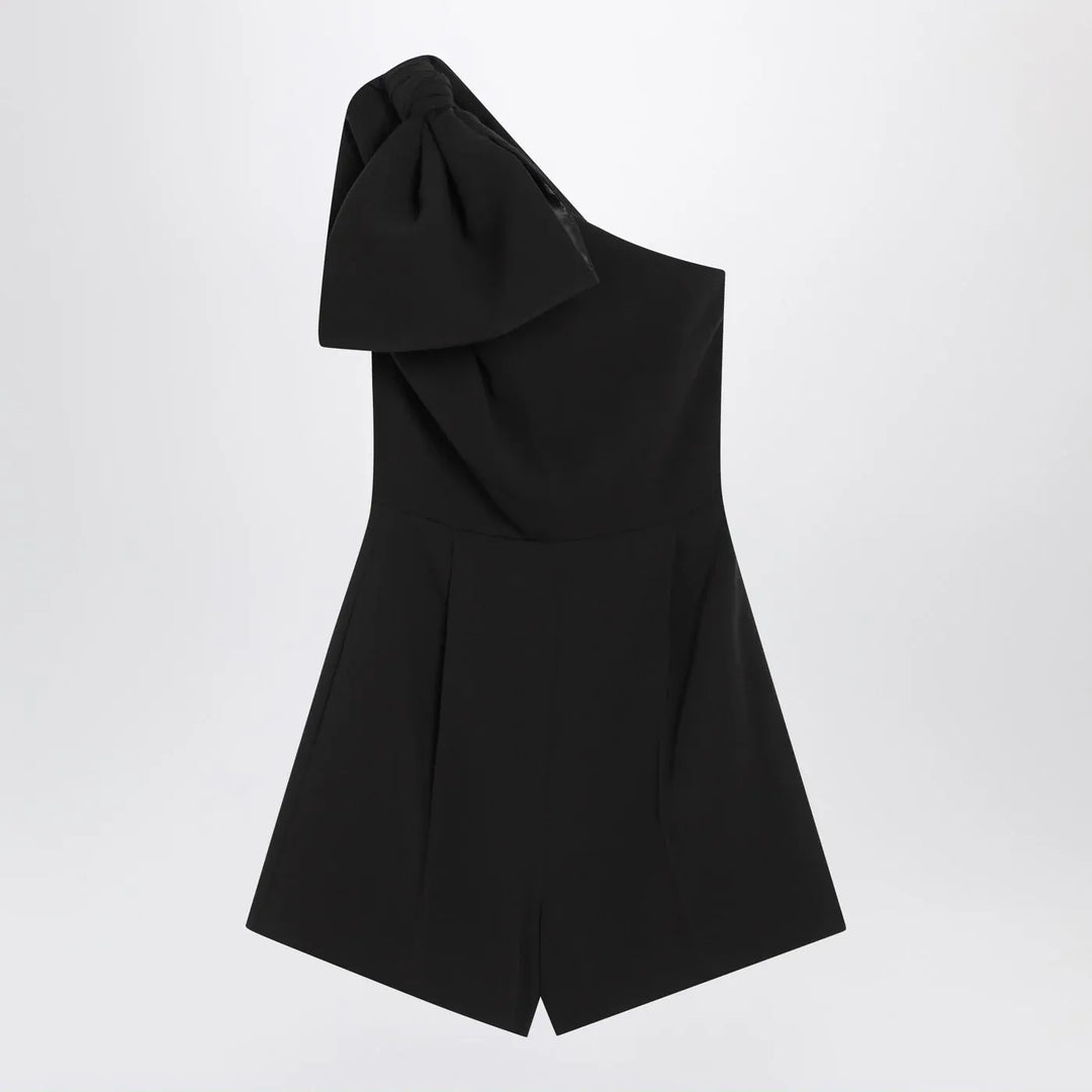 Max Mara Pianoforte - One-shoulder short jumpsuit in black cady Brand Jumpsuits &amp; Rompers 38  IT