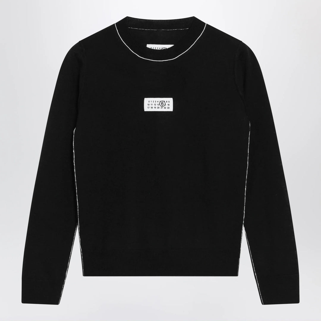 MM6 Maison Margiela - Wool-blend sweater with contrast trim in black Brand S