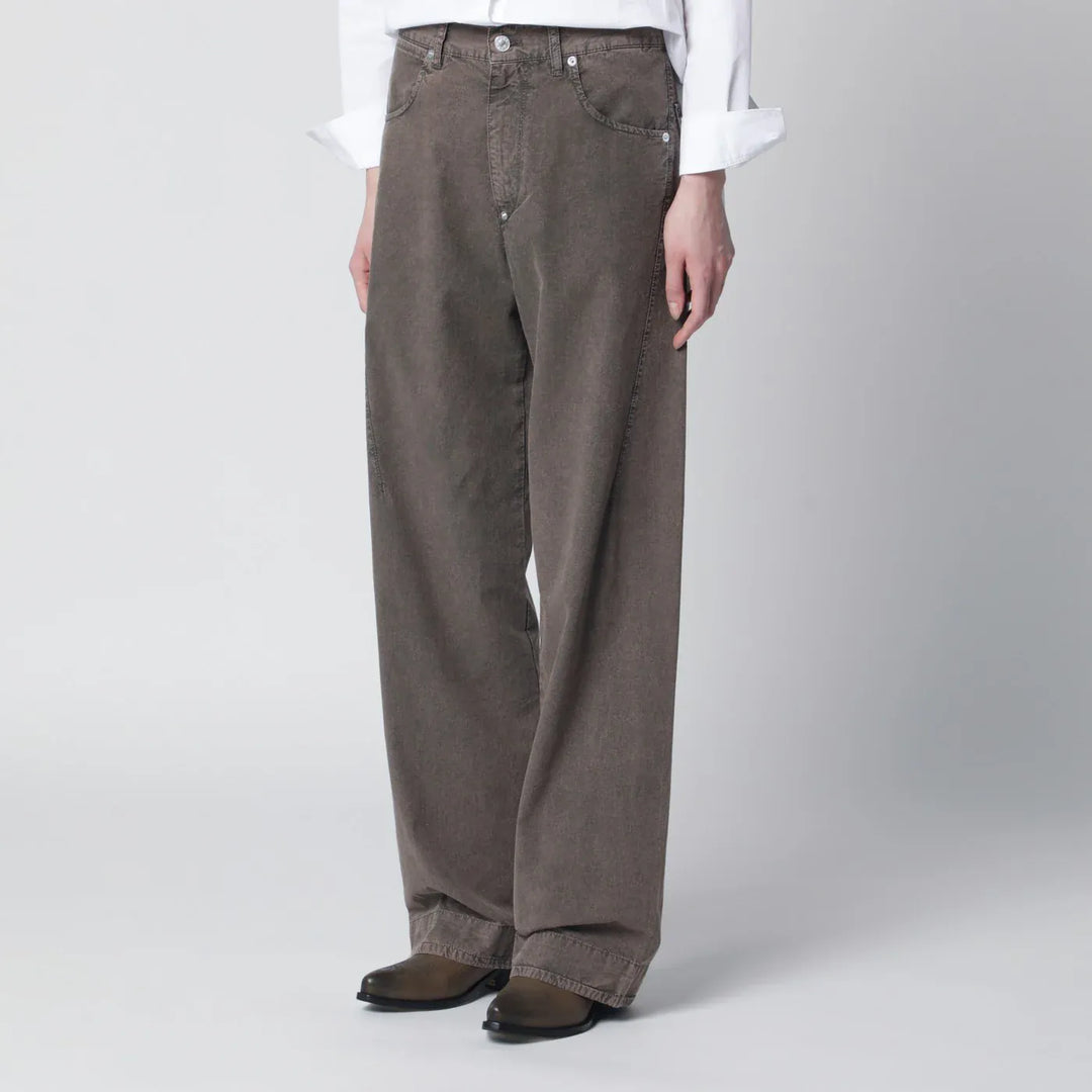 6397 - Washed olive green wide-leg jeans Brand Pants