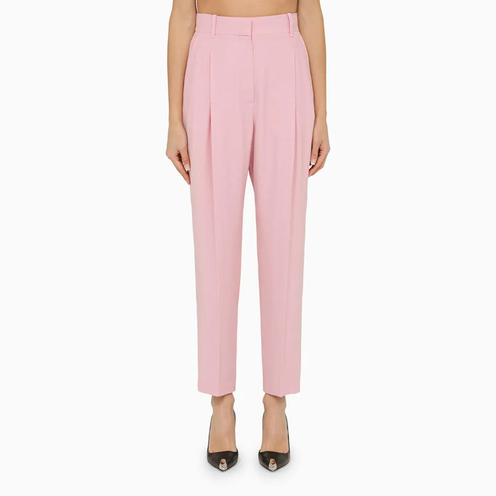 Alexander McQueen - Pink regular trousers with pleats Brand Pants 40  IT