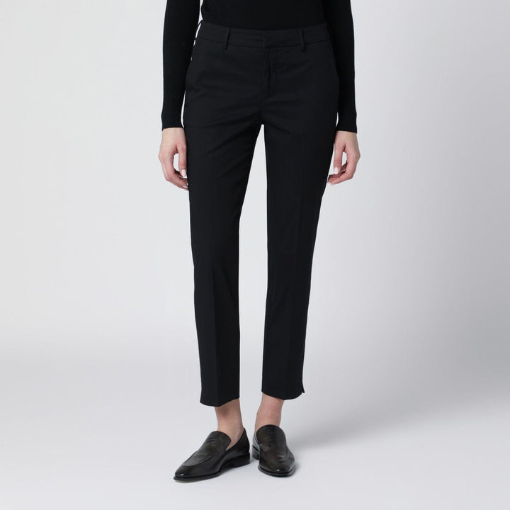 Pants Black slim-fit cotton-blend trousers Brand