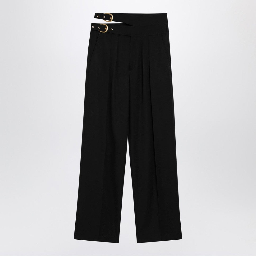 Pants 40  FR Black trousers with double belt and gold buckles Brand