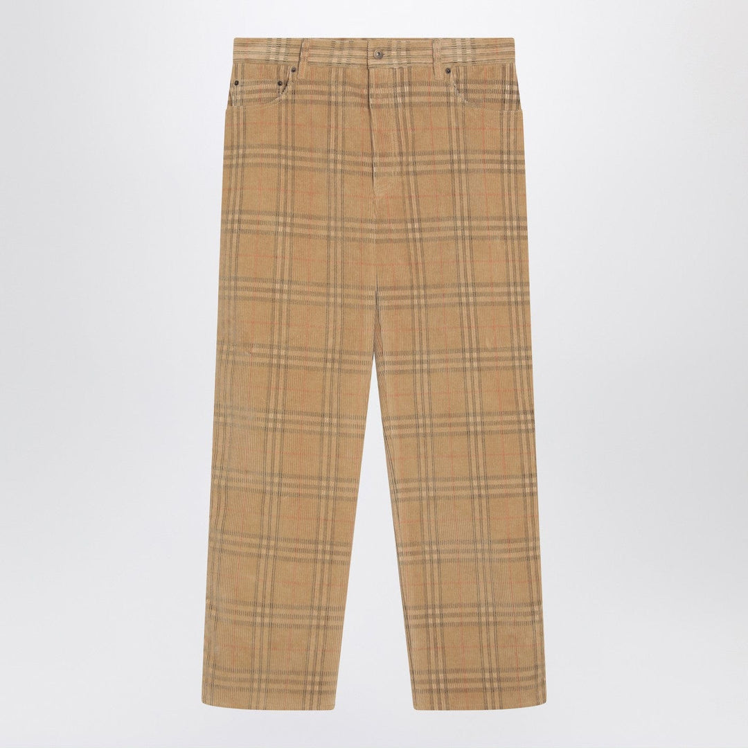 Pants Burberry - Sand-coloured check corduroy trousers Brand
