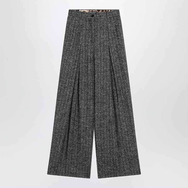 Dolce&amp;Gabbana - Wide dark grey striped trousers Brand Pants 40  IT