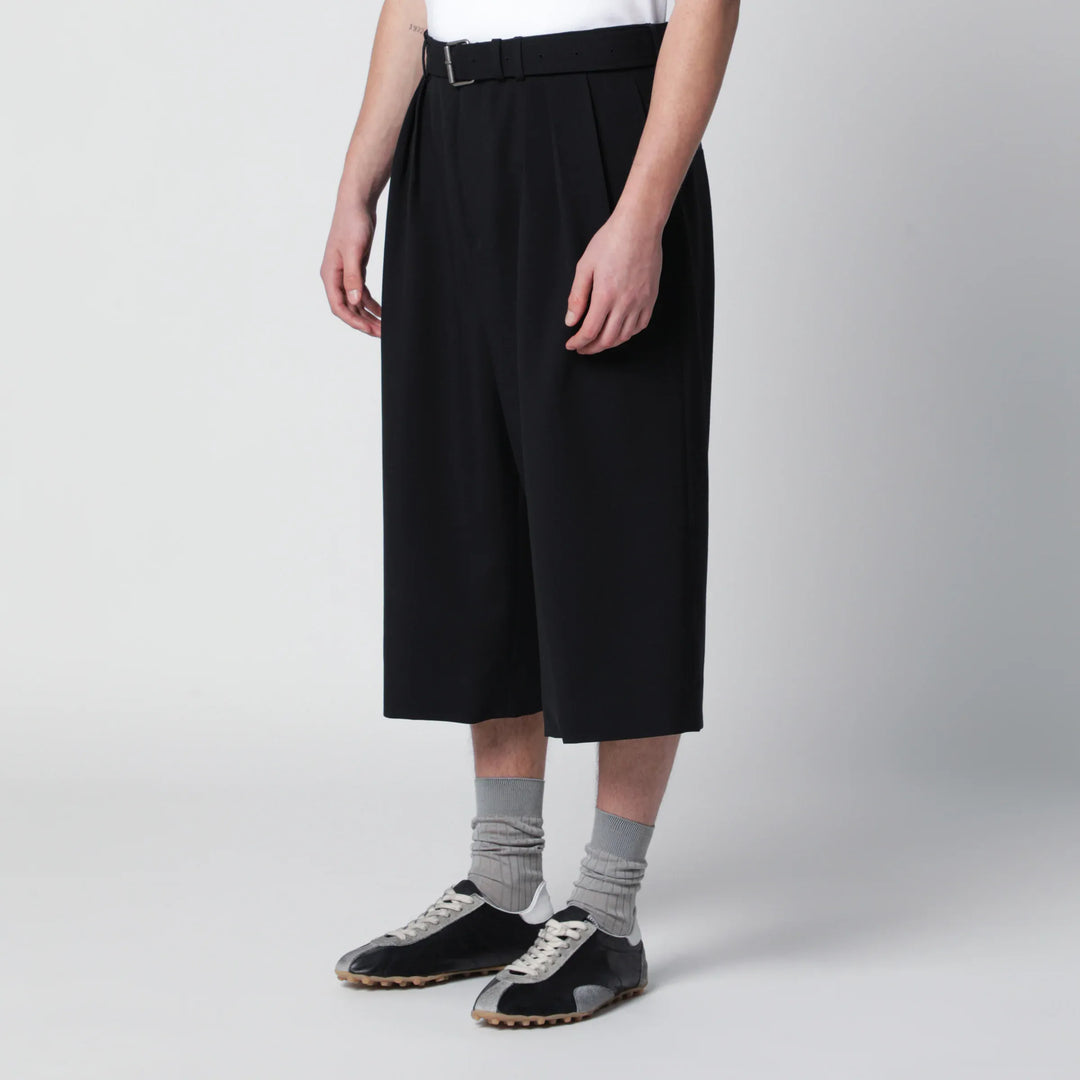 Dries Van Noten - Black cropped wide trousers in wool blend Brand Pants