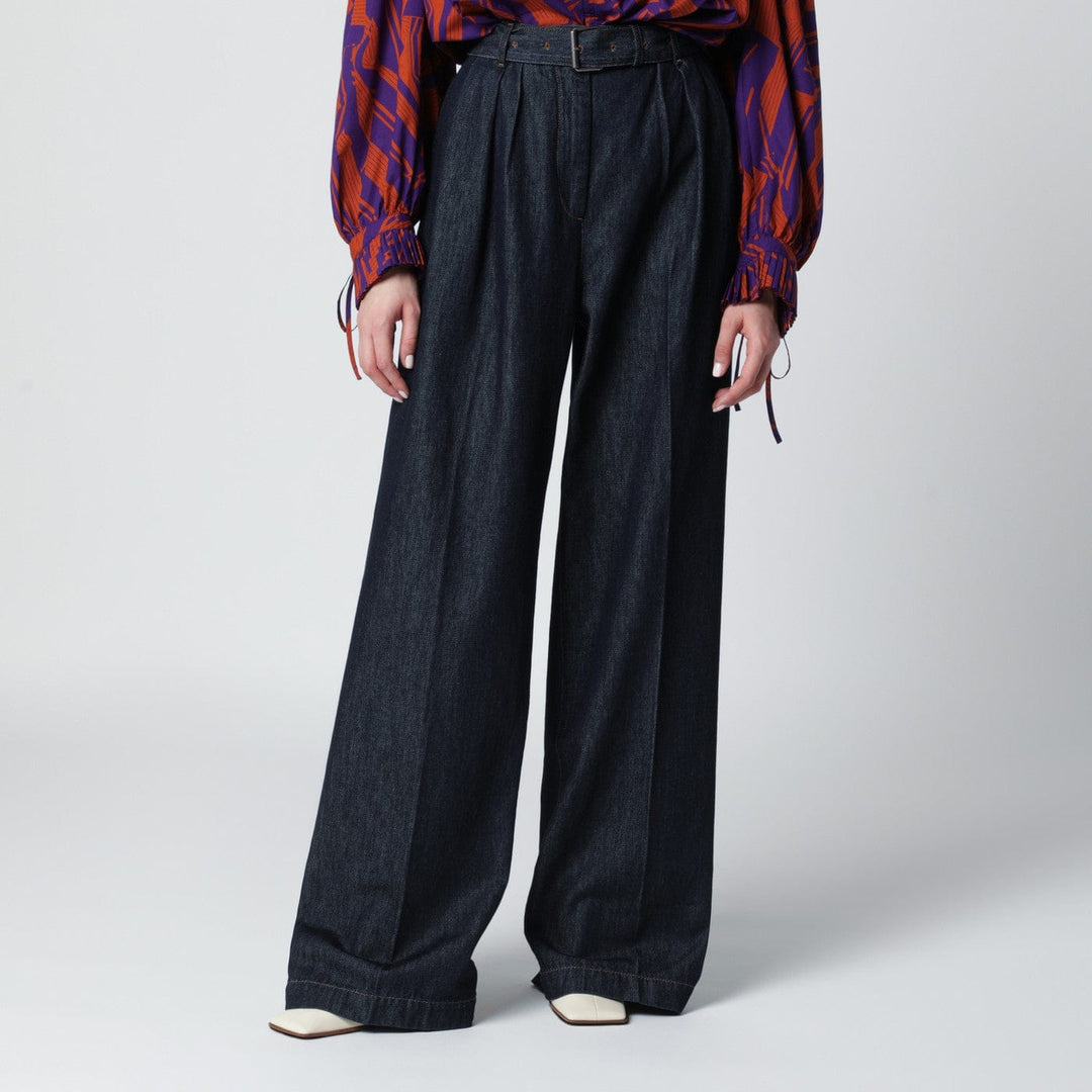 Pants Dries Van Noten - Indigo blue wide-leg denim trousers Brand