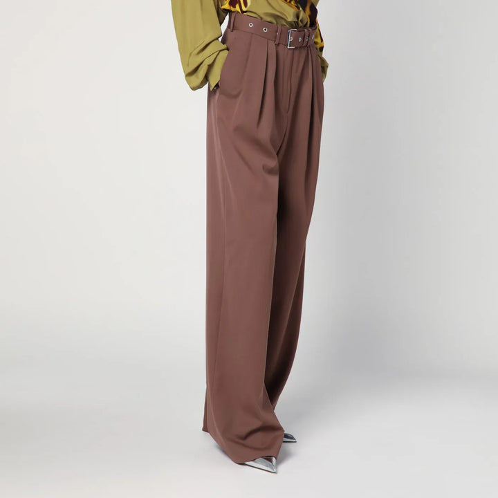 Dries Van Noten - Wide taupe cotton trousers Brand Pants 40  FR