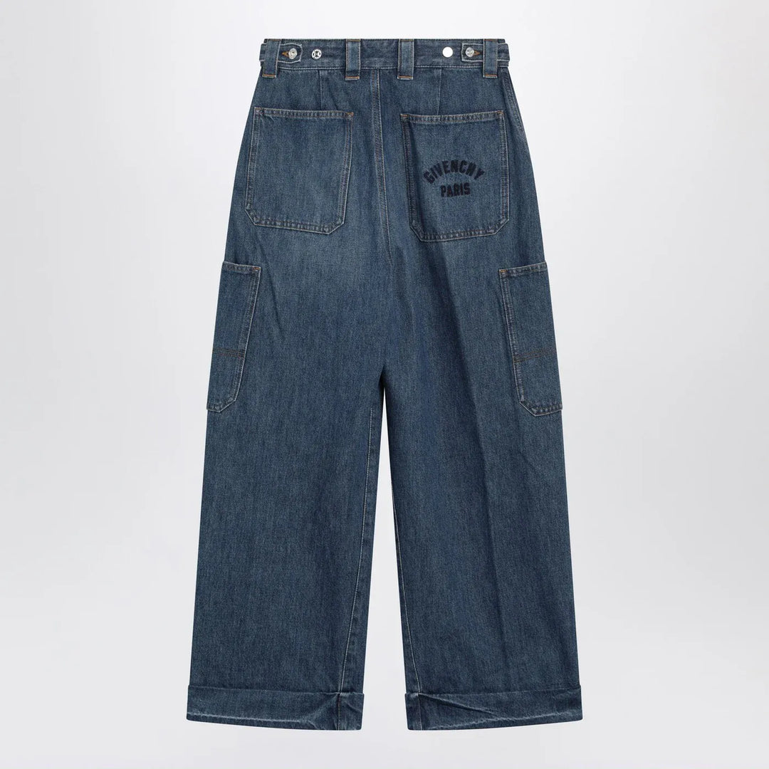 Givenchy - Cropped Cocoon cargo jeans in medium blue Brand Pants 26