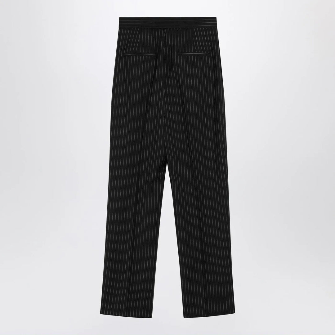 Max Mara - Black pinstriped wool trousers Brand Pants 42  IT