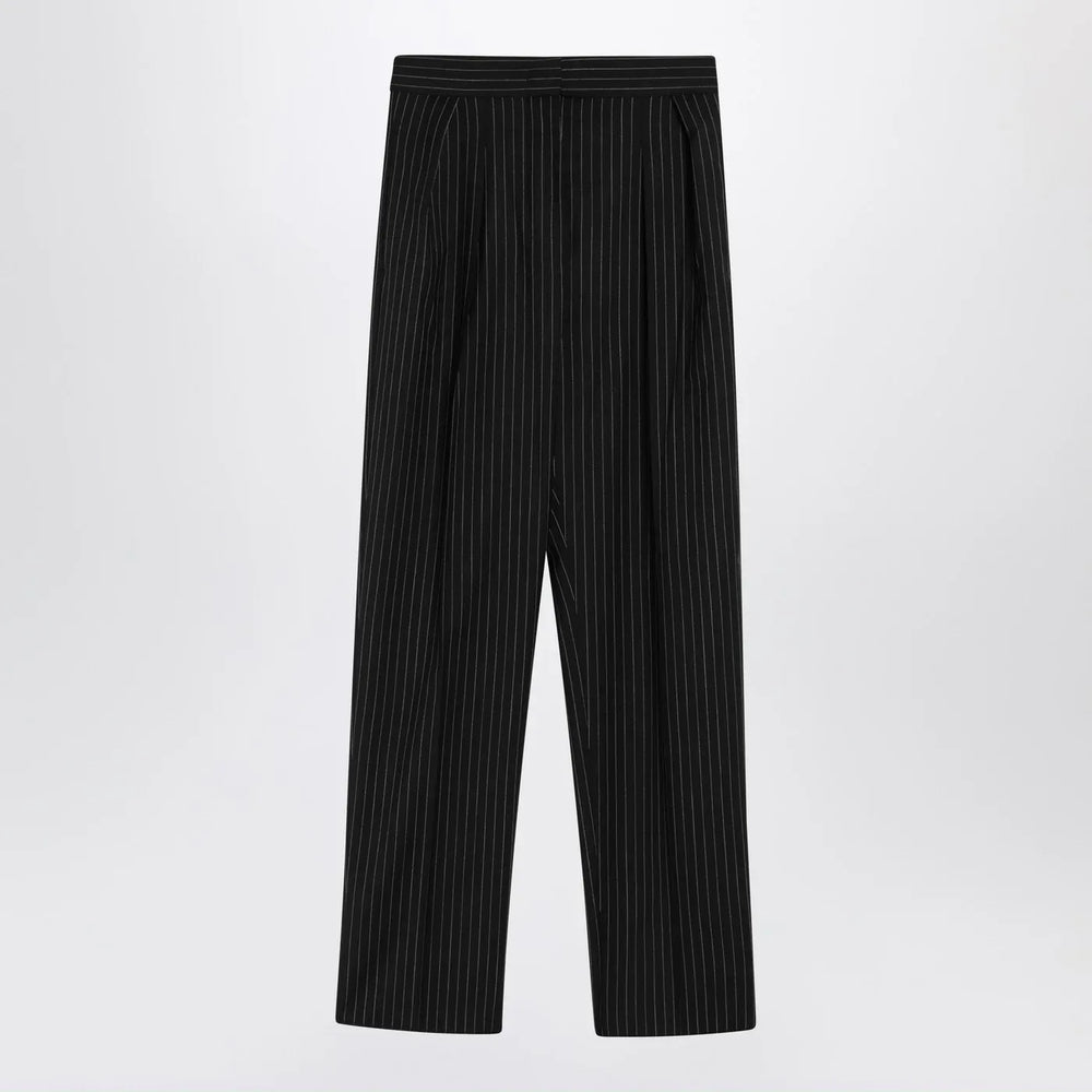 Max Mara - Black pinstriped wool trousers Brand Pants 42  IT