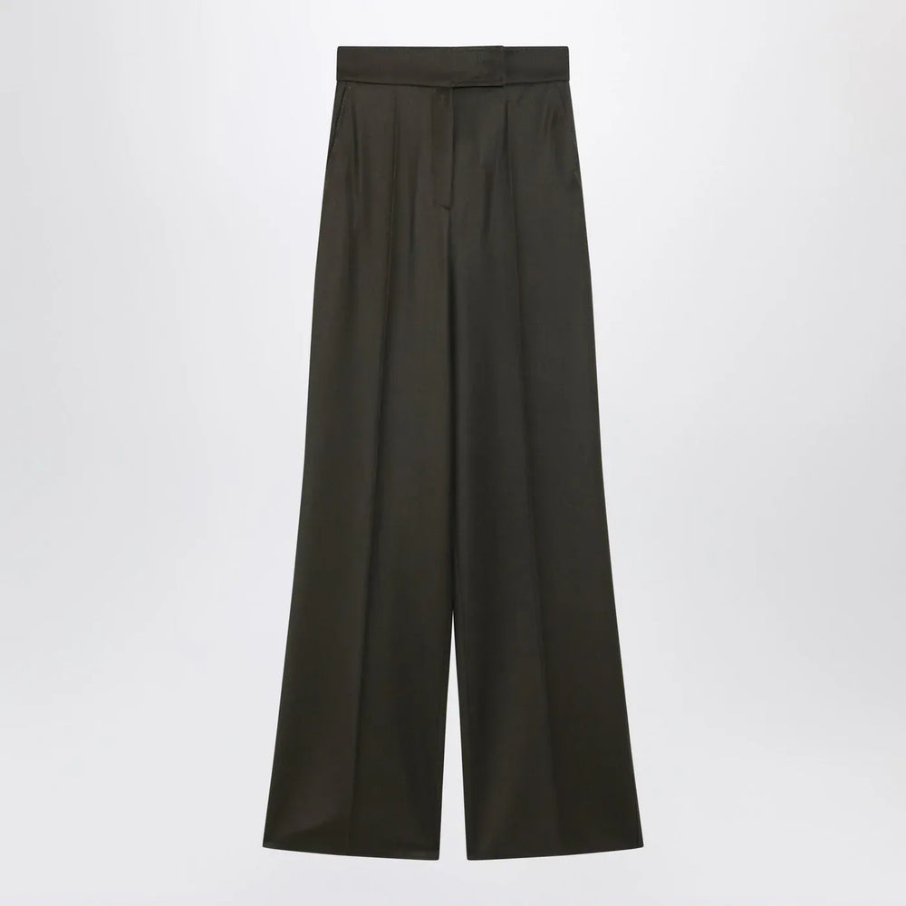 Max Mara - Moss green wide-leg wool trousers Brand Pants 40  IT