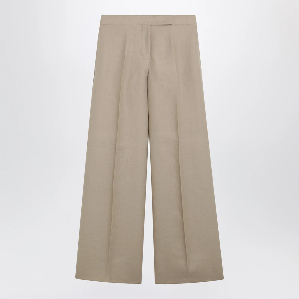 Max Mara - Regular-fit linen natté trousers in sand Brand Pants 40  IT