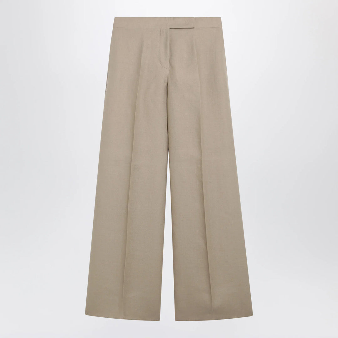 Max Mara - Regular-fit linen natté trousers in sand Brand Pants 40  IT