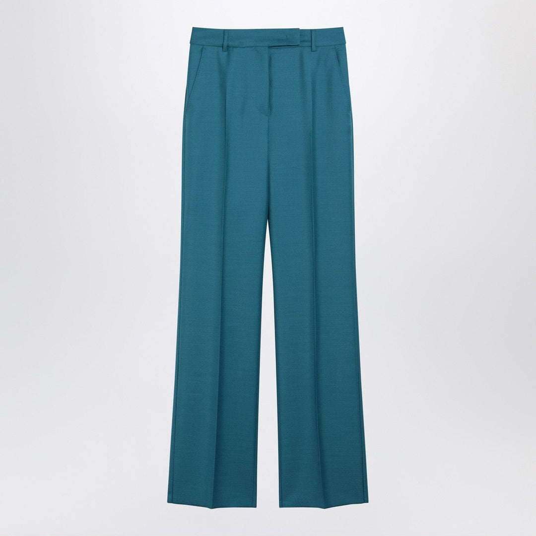 Pants Max Mara - Turquoise wool and silk-blend trousers Brand