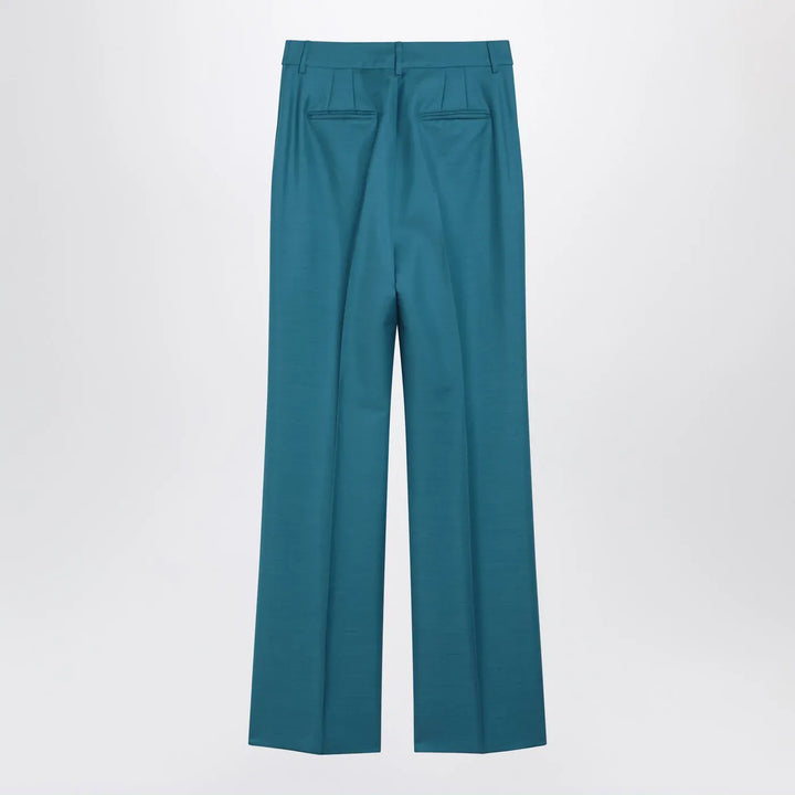 Max Mara - Turquoise wool and silk-blend trousers Brand Pants