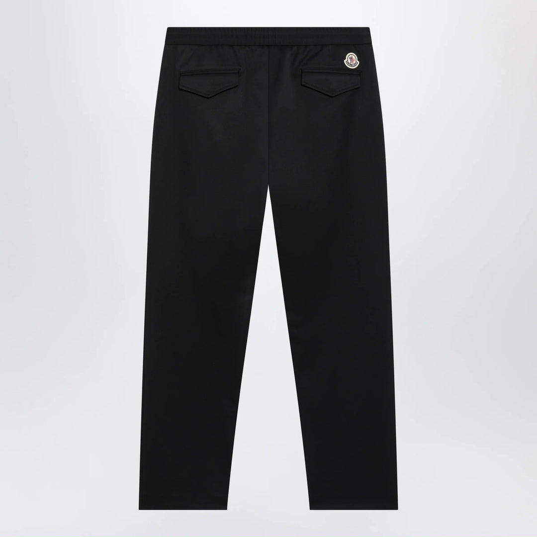 Moncler - Black jogger trousers with logo patch Brand Pants