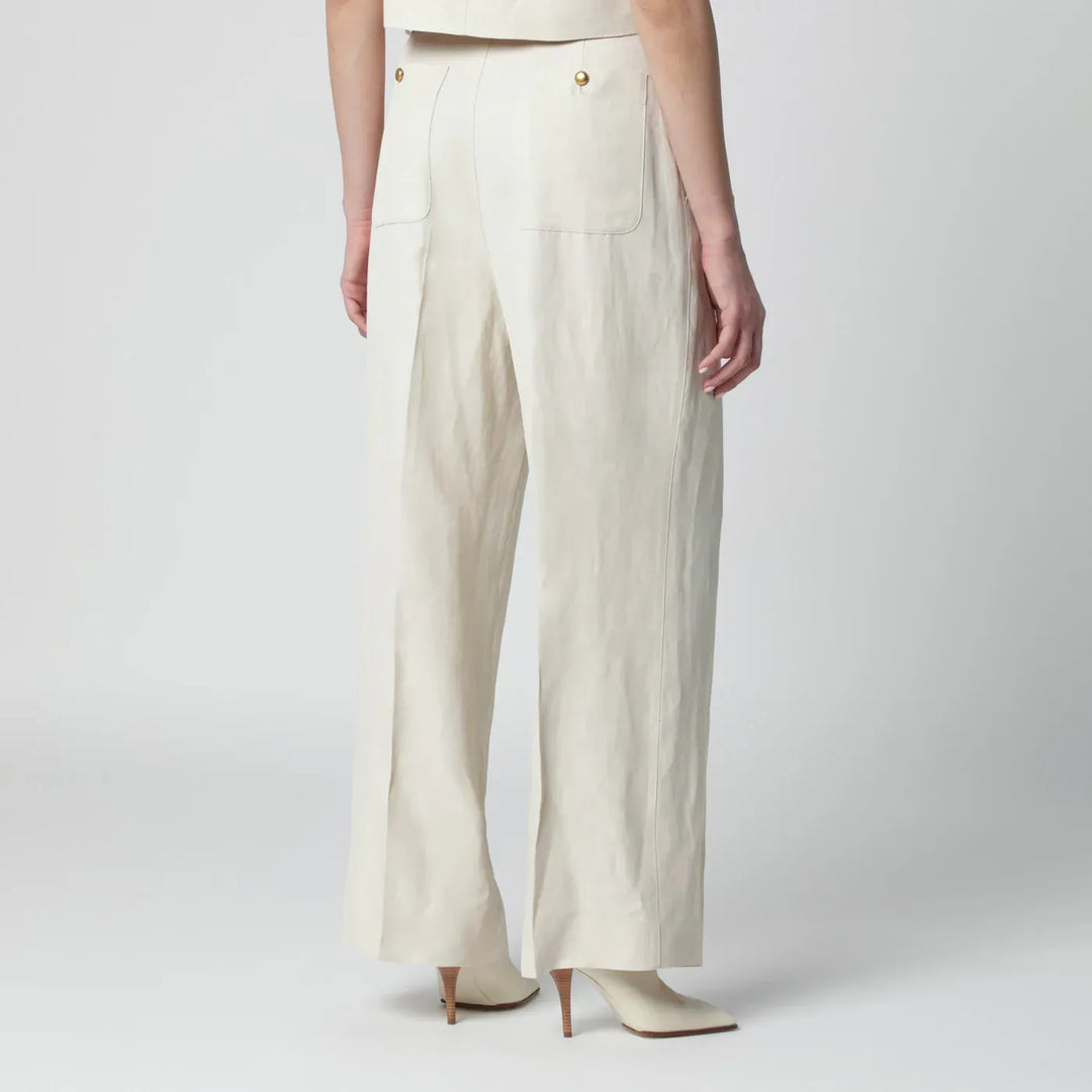 P.A.R.O.S.H. - Sand-colored linen-blend trousers Brand Pants