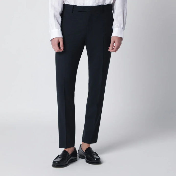 PT Torino - Navy blue wool-blend trousers Brand Pants 46 IT