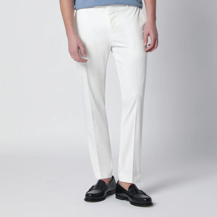 PT Torino - White slim-fit cotton-blend trousers Brand Pants 46 IT
