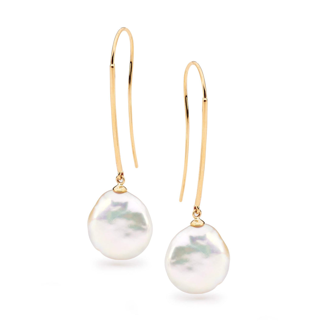 Ikecho Pearl Earrings Ikecho Gold Coin Freshwater Pearl Earrings Brand