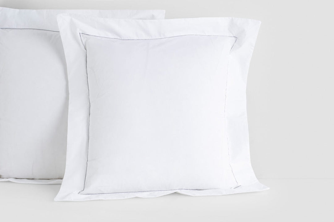 Bemboka pillow cases White/Silver / King 48x90cm (Flange) Bemboka Cotton Percale Pillow Cases with Piping Bemboka Cotton Percale Pillow Cases with Piping Authorised Retailer Italian Luxury Group Brand