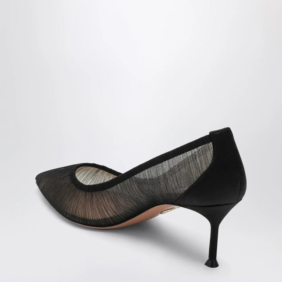 Aquazzura - Voile black pumps in satin and mesh Brand Pumps